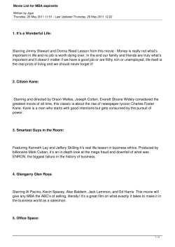 Movie List for MBA aspirants