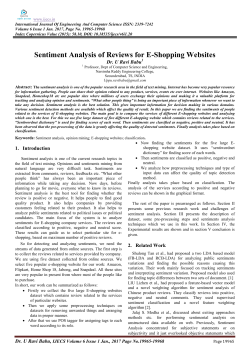 Sentiment Analysis of Reviews for E-Shopping Websites