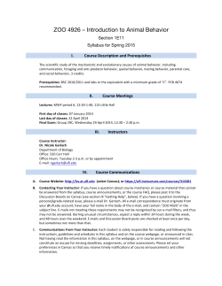 ZOO 4926 Animal Behavior - Biology