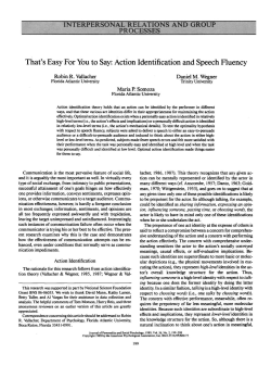 That`s Easy For You to Say: Action Identification and Speech Fluency