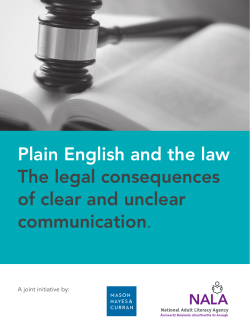 Plain English and the law The legal consequences of clear and