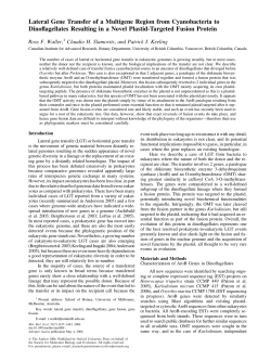 Lateral Gene Transfer of a Multigene Region