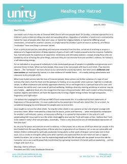 Healing the Hatred - Unity Worldwide Ministries