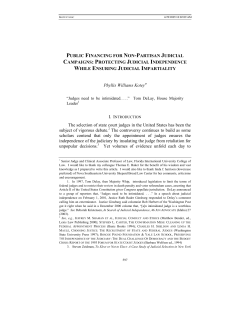 PUBLIC FINANCING FOR NON-PARTISAN JUDICIAL CAMPAIGNS