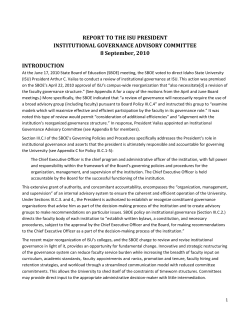 Institutional Governance Advisory Committee Report