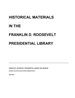 Historical Materials in the Franklin D. Roosevelt Presidential Library