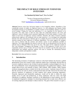 THE IMPACT OF ROLE STRESS ON TURNOVER INTENTION