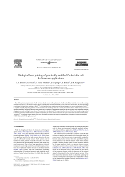 Biological laser printing of genetically modified Escherichia coli for