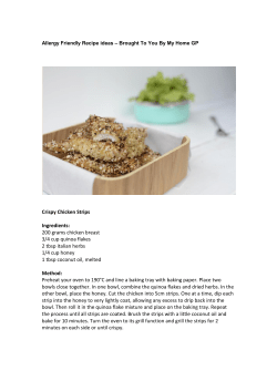 Crispy Chicken Strips Ingredients: 200 grams chicken breast 3/4 cup