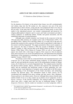 ASPECTS OF THE ANCIENT GREEK SYMPOSION