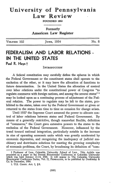 Federalism and Labor Relations in the United States
