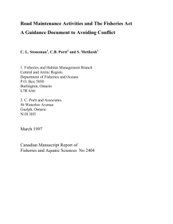 Road Maintenance Activities and The Fisheries Act A Guidance