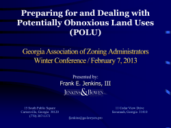 Preparing for and Dealing with Potentially Obnoxious Land Uses