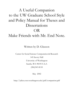 A Useful Companion to the UW Graduate School Style and