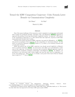 Revision 1 - Electronic Colloquium on Computational Complexity