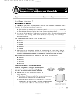 Scientists` Consensus Ideas Properties of Objects and Materials