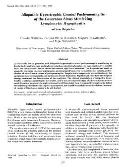 Idiopathic Hypertrophic Cranial Pachymeningitis of the Cavernous