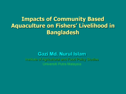 Impacts of Community Based Aquaculture on Fishers` Livelihood in