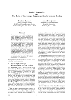 Lexical Ambiguity and The Role of Knowledge Representation in
