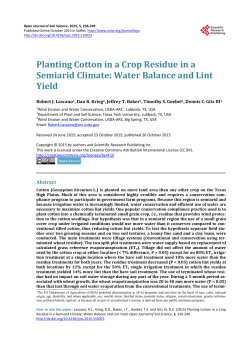 Planting Cotton in a Crop Residue in a Semiarid Climate