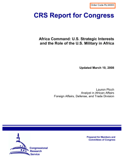 Africa Command: U.S. Strategic Interests and the Role of the U.S.