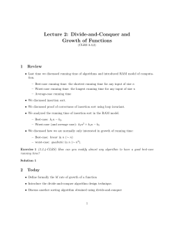 Lecture 2: Divide-and-Conquer and Growth of Functions