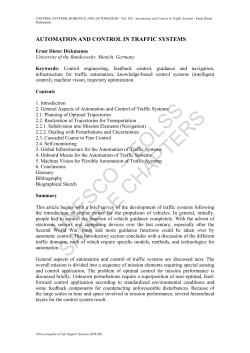 Automation and Control in Traffic Systems