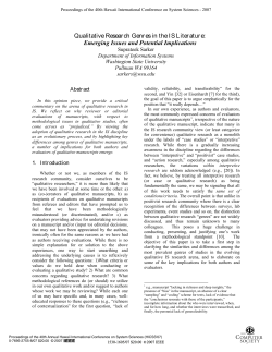 Qualitative Research Genres in the IS Literature