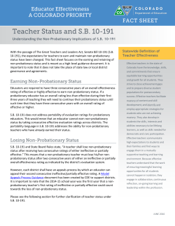 Teacher Status and SB 10-191