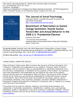 The Journal of Social Psychology Resentment of Paternalism as
