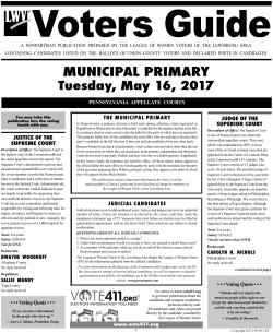 MUNICIPAL PRIMARY - League of Women Voters of the Lewisburg