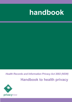 Handbook to Health Privacy - Information and Privacy Commission