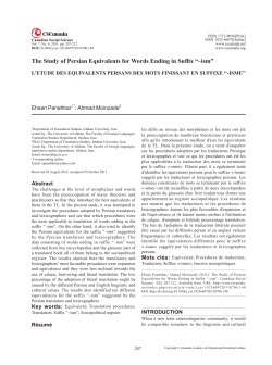 The Study of Persian Equivalents for Words Ending in Suffix “–ism”