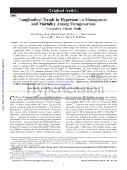 Longitudinal Trends in Hypertension Management and Mortality