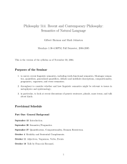 Philosophy 514. Recent and Contemporary Philosophy: Semantics