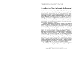 Introduction: Neo-Latin and the Pastoral