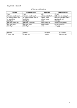 Key Words 3 Spanish Welcome and Greeting