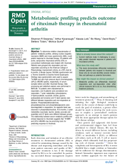Metabolomic profiling predicts outcome of rituximab