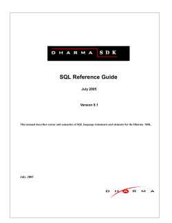 SQL Reference Guide - Dharma Systems, Inc.