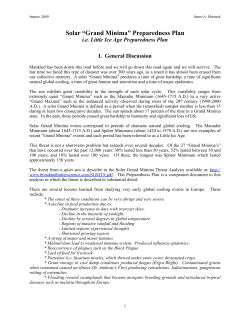Solar &ldquo;Grand Minima&rdquo; Preparedness Plan