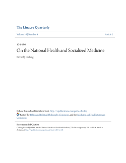 On the National Health and Socialized Medicine - e