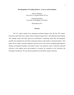 Regulation of Trading Markets
