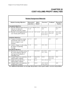 Chapter 22 Cost-Volume-Profit Analysis