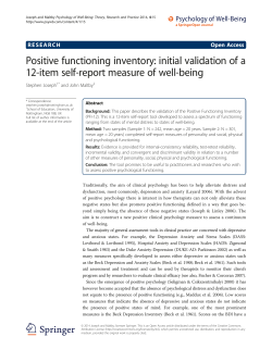 Positive functioning inventory: initial validation of a 12