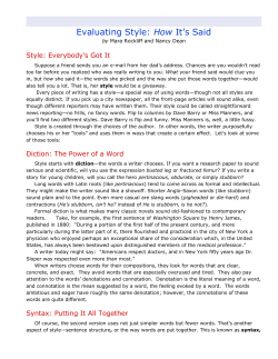 Evaluating Style: How It`s Said