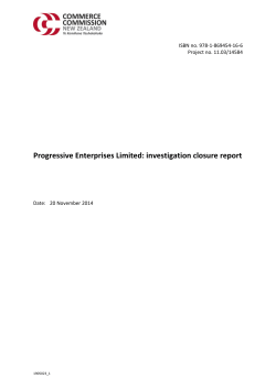 Progressive Enterprises Limited: investigation closure report