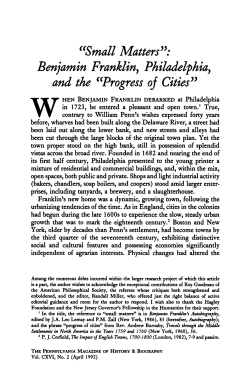 "Small Matters": Benjamin Franklin, Philadelphia, and the "Progress
