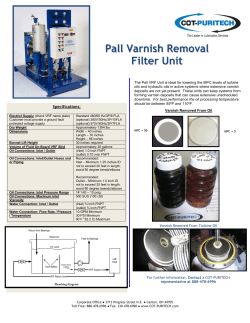 Pall Varnish Removal Filter Unit