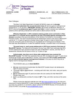 Updated information about Meningococcal vaccine