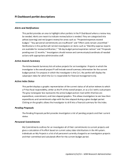 PI Dashboard portlet descriptions
